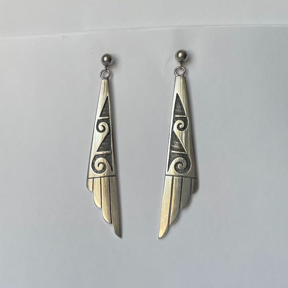 Stamped Silver Earrings - Picture 1 of 5